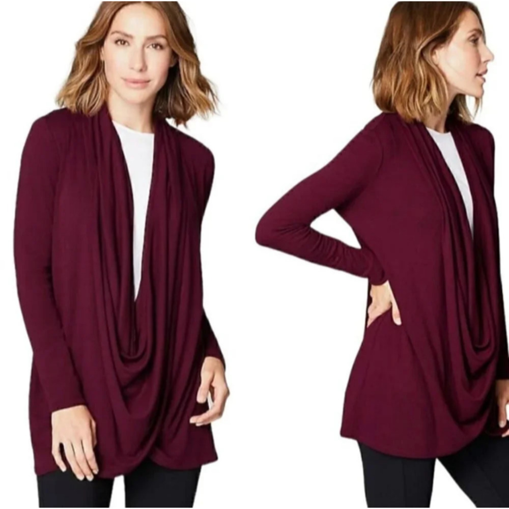 Pure Jill Two Way Open Cardigan Bordeaux Red Size M Contemporary Minimalist
